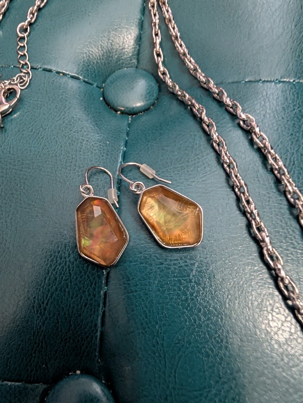 Chloe + Isabel Faceted Amber-Tone Geometric Drop Earrings